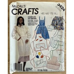 McCall's Pattern 3424 Unisex Classic & Novelty Aprons 8 Styles One Size Uncut FF
